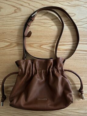 Ted Baker Chestnut Leather Drawstring Crossbody Bag